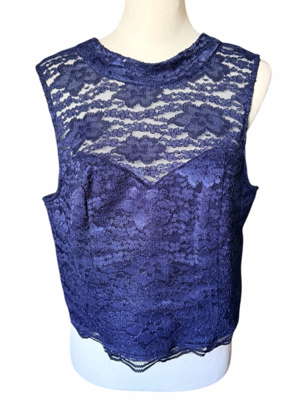 Venus Navy Blue Floral Lace Sleeveless Lace Size 16